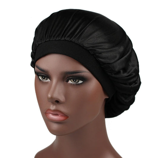 Sleep Bonnets Women Clearance Wide Elastic Band Satin Sleep Bonnet Soft Night Sleeping Cap for Women Sleep Bonnet for Hair Silk Sleep Bonnets Black Women Sleep Bonnet for Long Hair