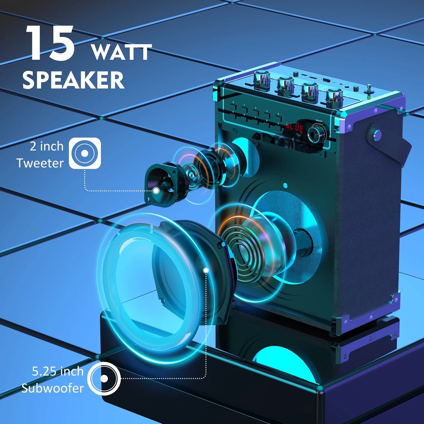 Bluetooth Speaker, Portable Speaker with LED Light, Wireless Party Speaker with Remote Control