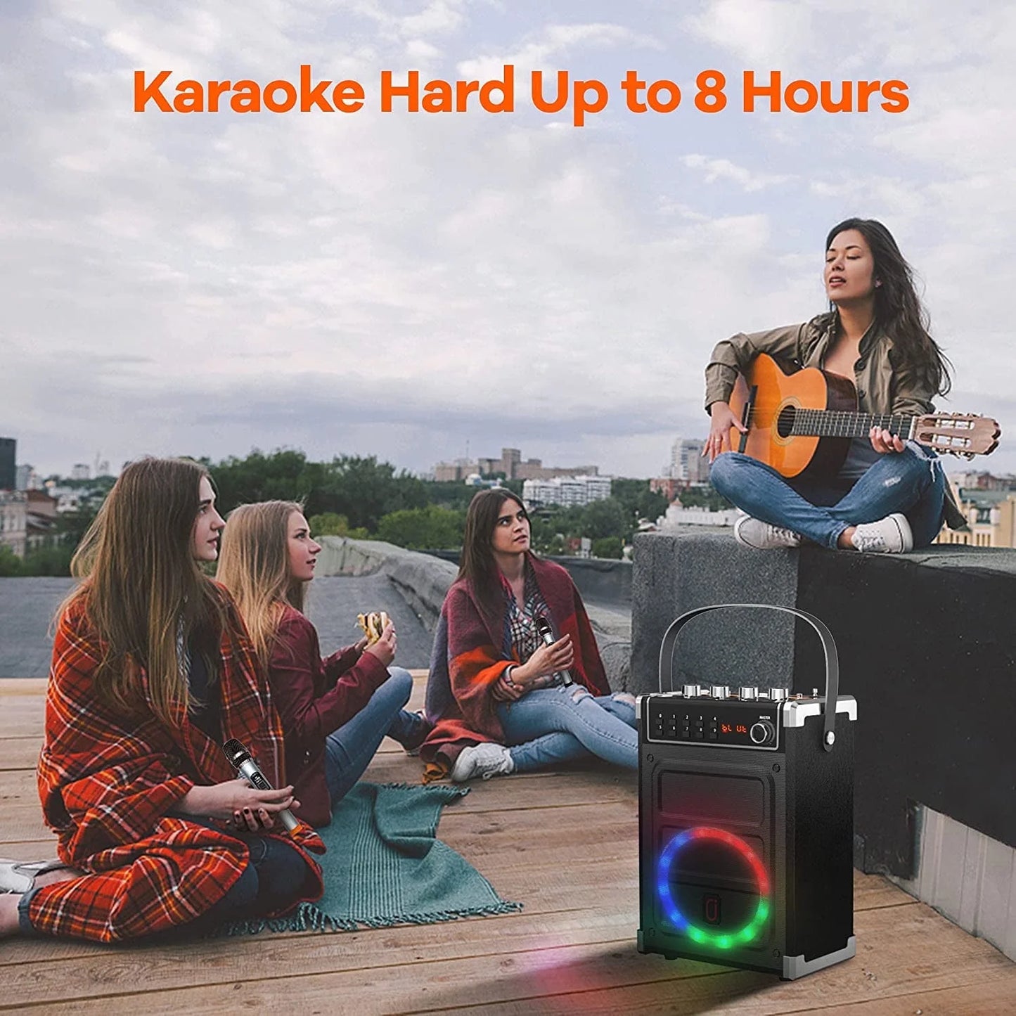 Bluetooth Speaker, Portable Speaker with LED Light, Wireless Party Speaker with Remote Control