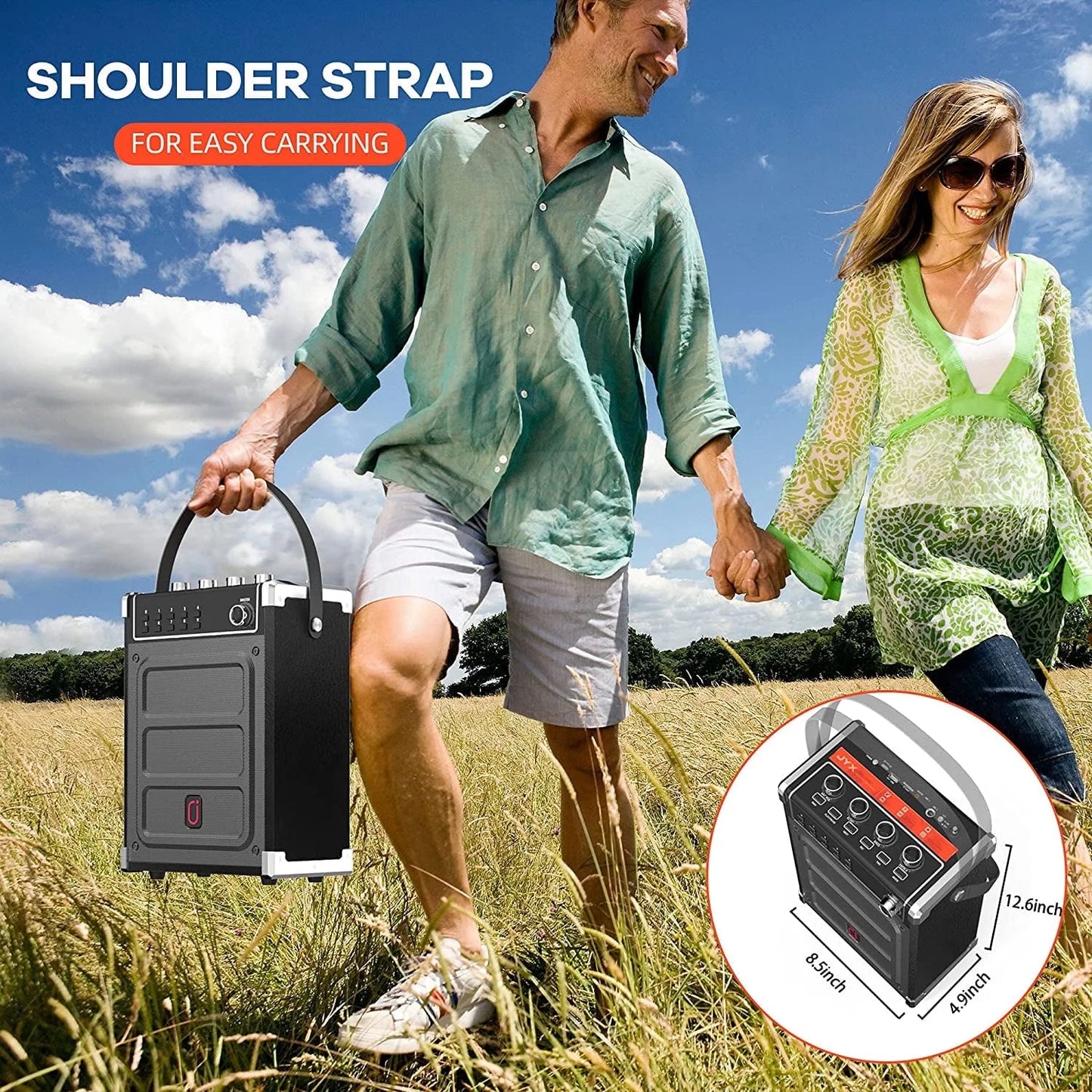 Bluetooth Speaker, Portable Speaker with LED Light, Wireless Party Speaker with Remote Control
